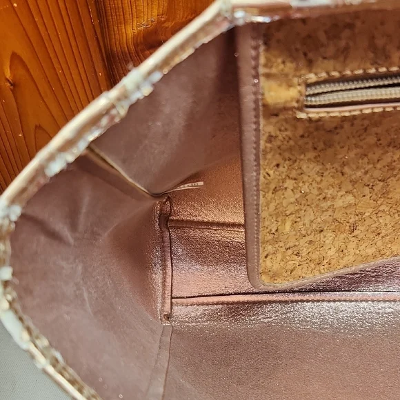 Lilly Pulitzer Tan and Cork Tote Bag with Rose Gold Lining - Picture 7 of 14